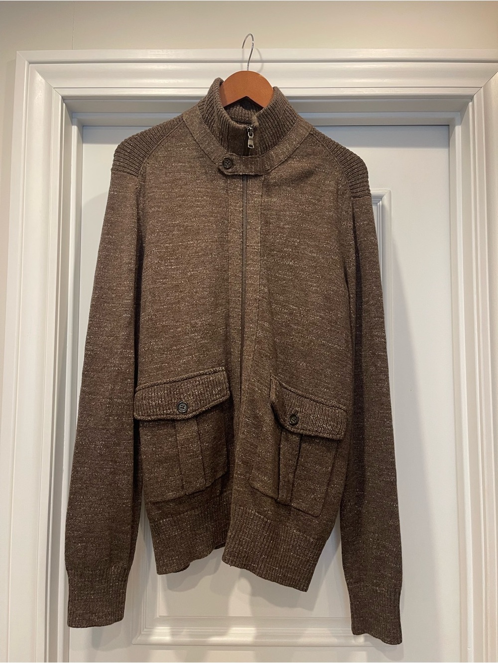 Banana Republic Brown Zip-Up Knit Sweater Jacket